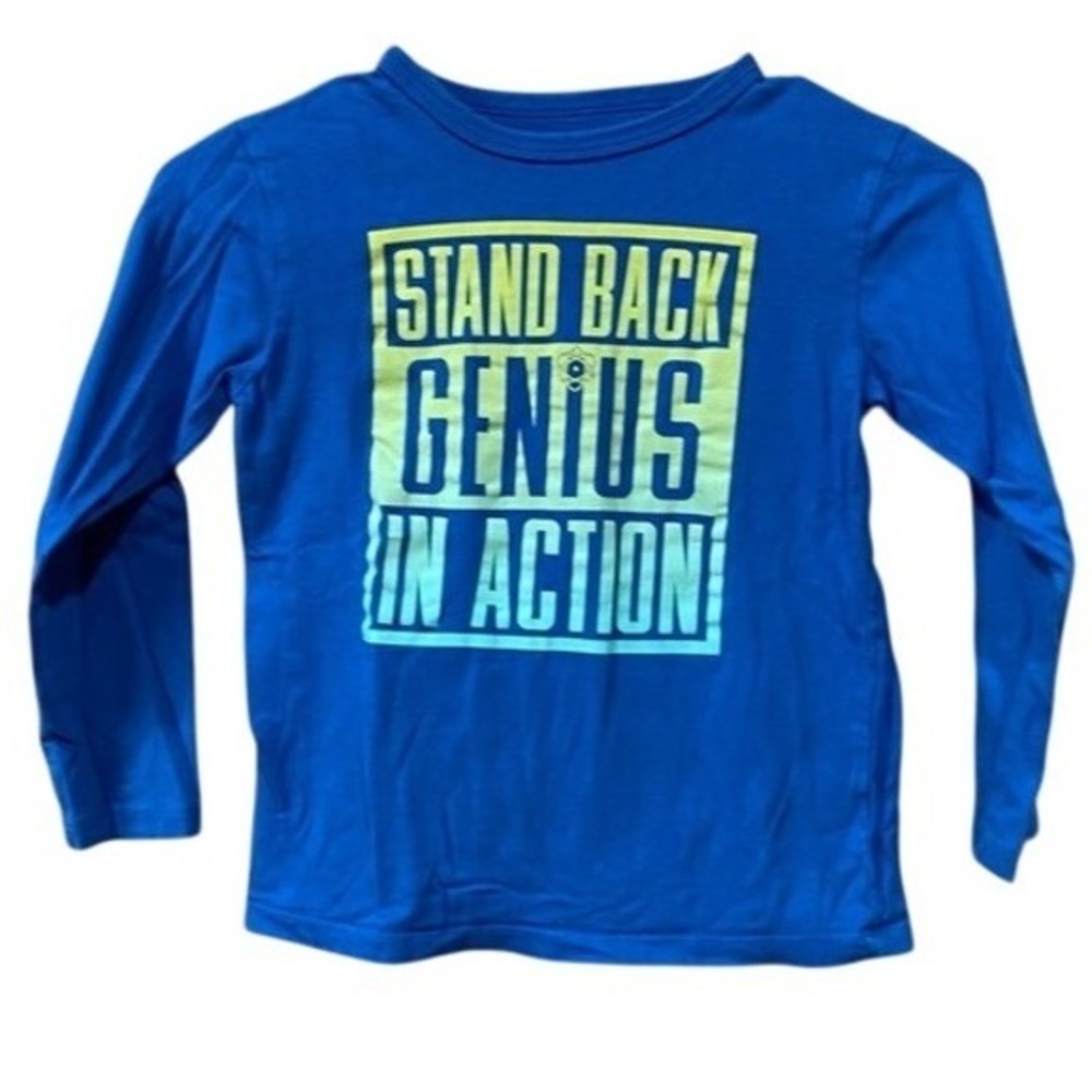 Stand Back Genius In Action‎ Boy's Graphic Print Blue Long Sleeve T-Shirt 3T